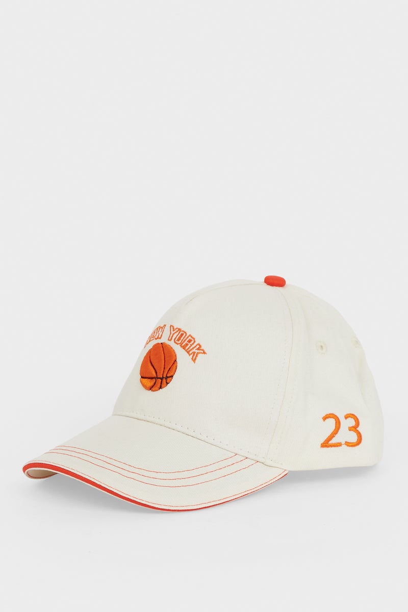 DeFacto Beige Boy Boy Embroidered Cotton Cap Casual - Image 1